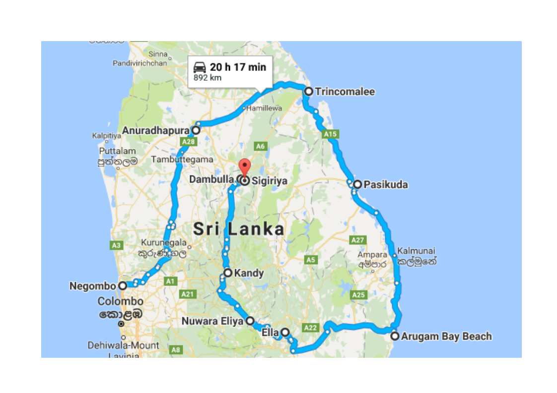 tour itinerary in sri lanka